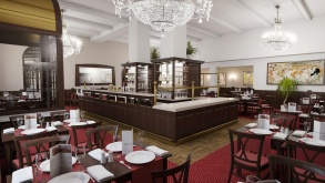 Fotorealistická vizualizace interiéru restaurace